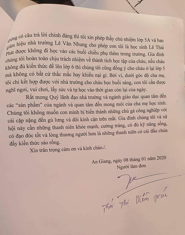 Nhà trường tăng lịch học thêm, phụ huynh dũng cảm viết đơn cho con không đi nhưng lý do đưa ra mới đáng ngưỡng mộ-2