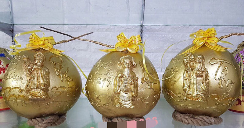 Phật Di Lặc hiện hình trên quả dừa, vàng rực giữa mùa Tết này-3
