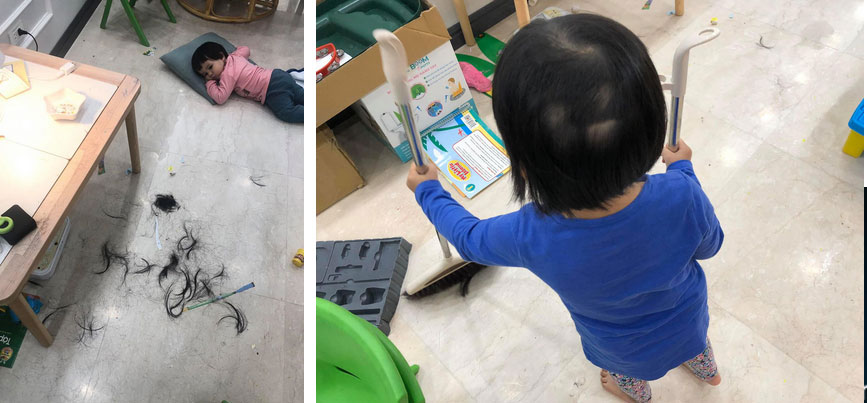 Sơ ý ngủ quên 30 phút, hot mom Minh Trang hốt hoảng phát hiện 3 con gái tự cắt tóc cho nhau trụi húi cả mảng-2