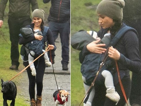 Meghan Markle vui vẻ bế con đi dạo sau khi rút khỏi Hoàng gia Anh