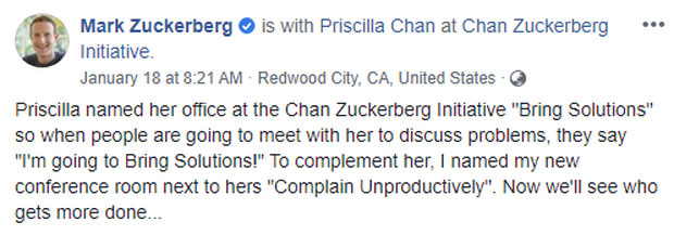 Hiếm lắm mới thấy vợ chồng Mark Zuckerberg công khai cà khịa nhau, ai thông minh đọc mới hiểu-1