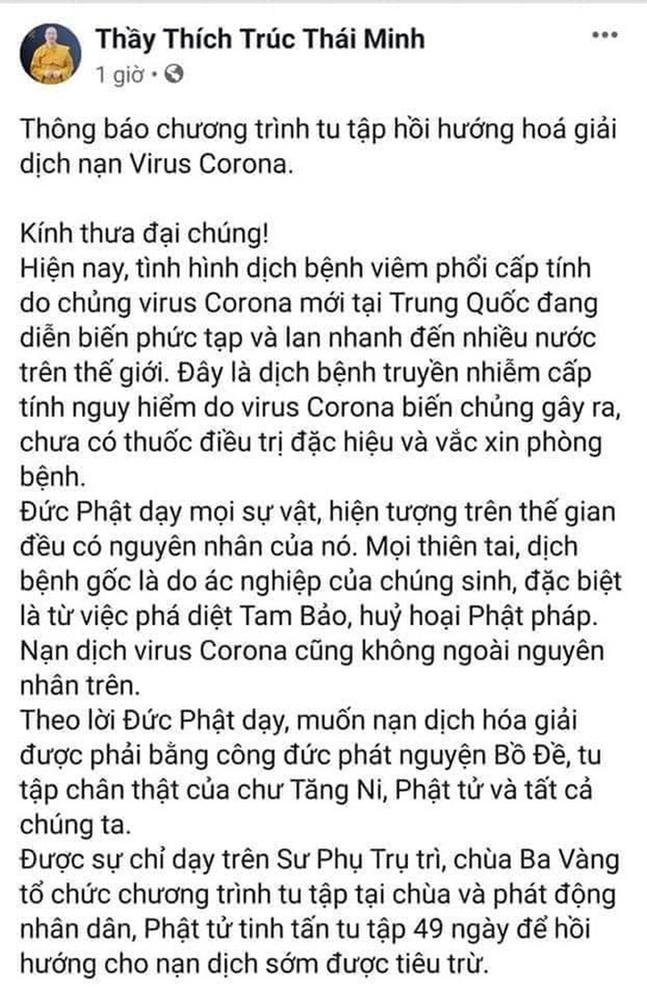 Đã gỡ hình ảnh chương trình giải dịch cúm virus corona của trụ trì chùa Ba Vàng-2