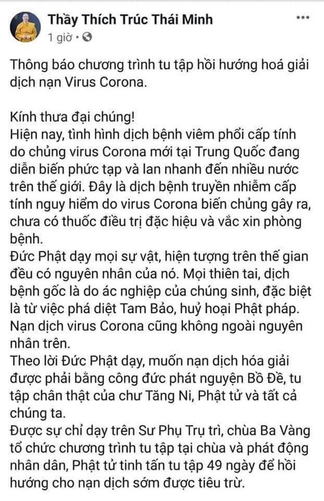 Đã gỡ hình ảnh chương trình giải dịch cúm virus corona của trụ trì chùa Ba Vàng-2