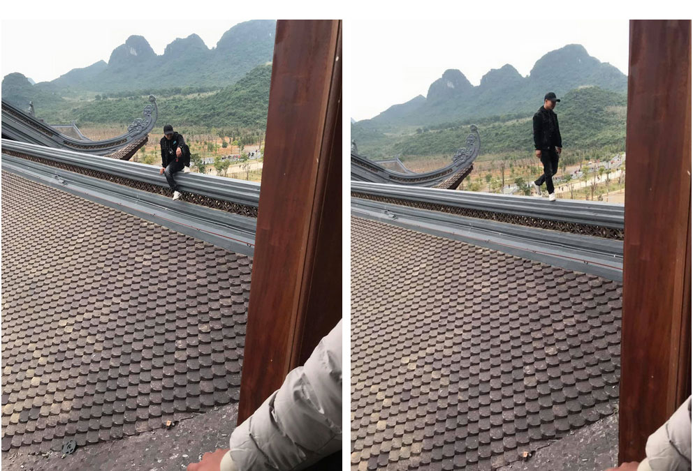 Nam thanh nữ tú trèo lên mái chùa lớn nhất Việt Nam để chụp ảnh: Những nụ cười xấu xí-1