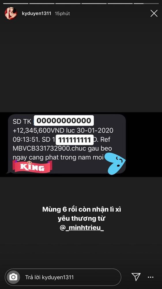 Đón Tết bên nhau chưa đủ, Minh Triệu còn quyết làm dân tình ghen tị khi lì xì Kỳ Duyên hơn 12 triệu đồng-1