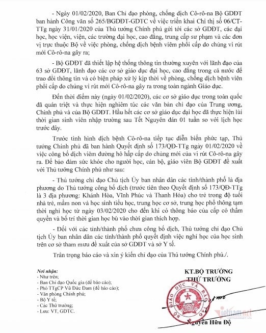 Bộ Giáo dục xin ý kiến Thủ tướng cho nghỉ học phòng virus corona-3