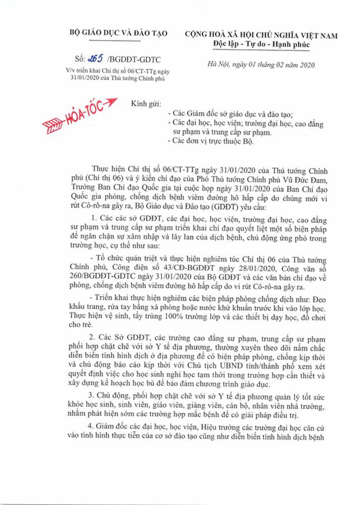 Cập nhật danh sách các tỉnh, thành phố cho học sinh nghỉ học để tránh dịch bệnh do virus Corona gây ra-1