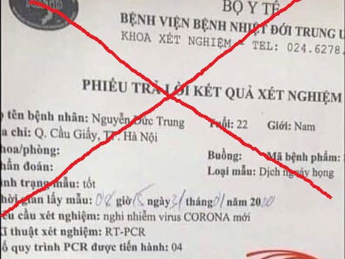 Xuất hiện phiếu xét nghiệm giả có kết quả dương tính virus corona