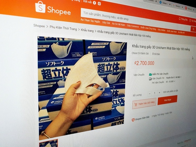 Khẩu trang 3D Nhật được bán với giá 2,7 triệu đồng trên Shopee-1