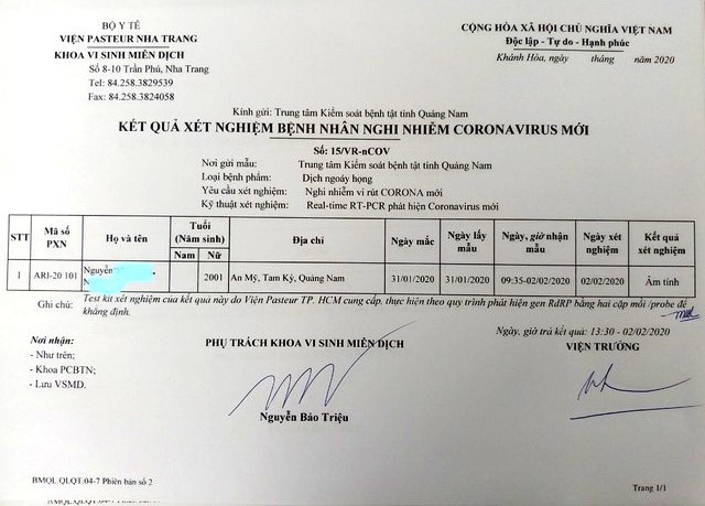 Du học sinh từ Vũ Hán trở về quê Quảng Nam âm tính với virus corona-2
