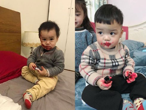 'Dở khóc dở cười' chuyện trông con mùa dịch virus corona: Lơ là vài phút, ông bố trẻ hốt hoảng thấy con bôi đỏ khắp mặt