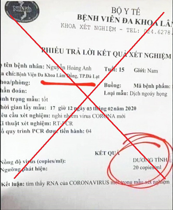 Lâm Đồng: Một học sinh lớp 11 làm giả phiếu trả lời kết quả xét nghiệm dương tính với virus corona-1