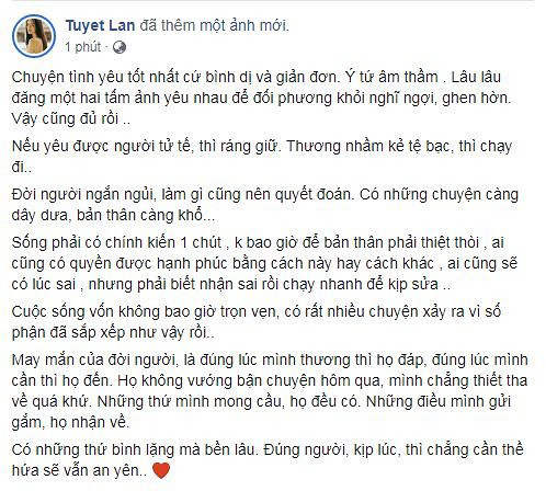 Người mẫu Tuyết Lan ẩn ý chuyện gặp kẻ tệ bạc thì chạy ngay đi sau khi ly hôn chồng Việt kiều?-1