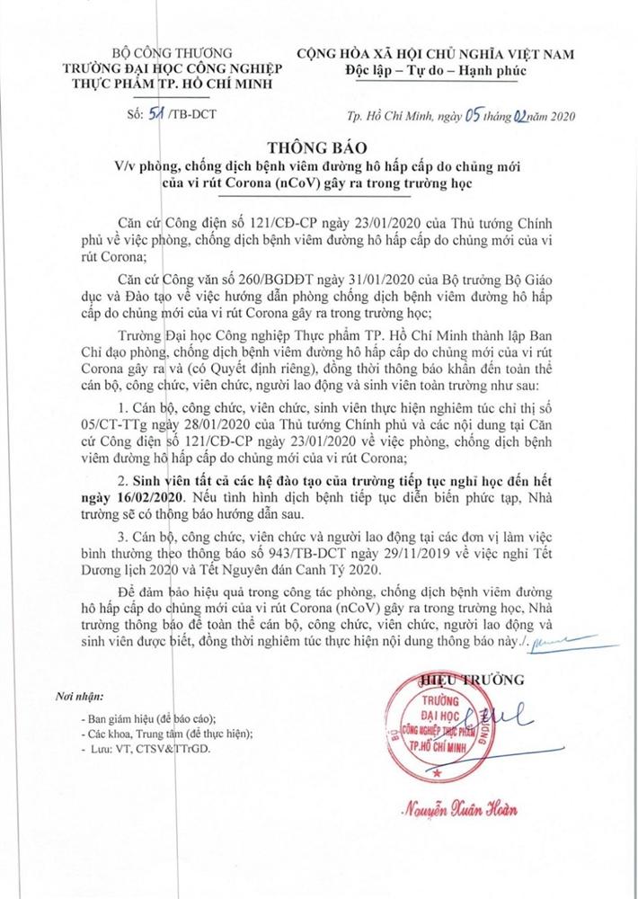 Mới: Danh sách các trường Đại học quyết định cho sinh viên nghỉ thêm 1 tuần nữa đến ngày 17/2-4