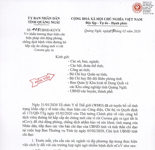 Tỉnh Quảng Ngãi cho học sinh các cấp nghỉ tiếp 1 tuần nữa đến hết ngày 16/2 để phòng chống dịch Corona-1