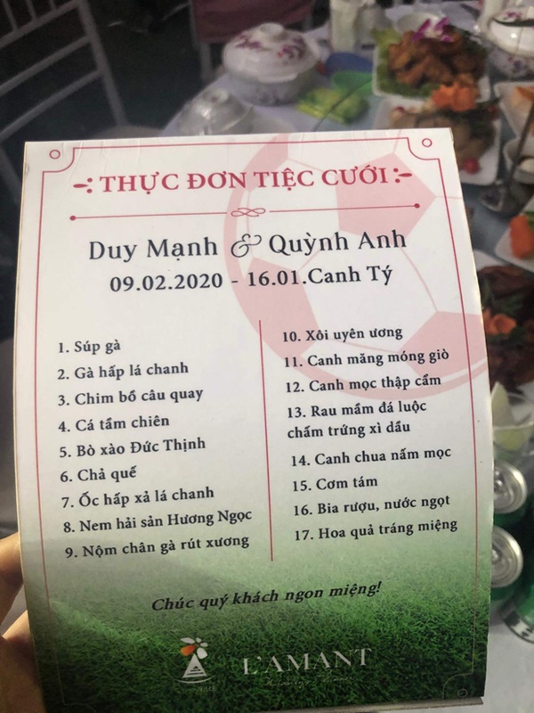 Soi thực đơn tiệc cưới Duy Mạnh: tận 17 món thế này thì đám cưới nhà ai mà đọ nổi?-3