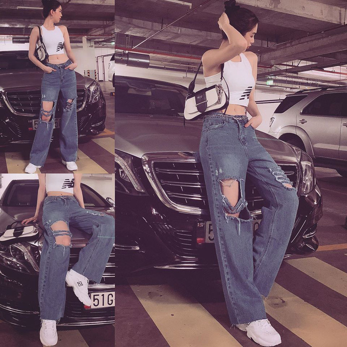 Ngọc Trinh dáng chuẩn nên mặc quần jeans đẹp mê là đương nhiên, mỗi tội lại có đôi lần mix đồ hơi lỗi-4