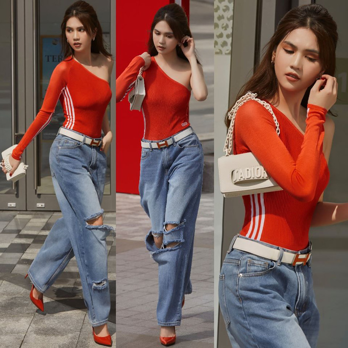 Ngọc Trinh dáng chuẩn nên mặc quần jeans đẹp mê là đương nhiên, mỗi tội lại có đôi lần mix đồ hơi lỗi-7