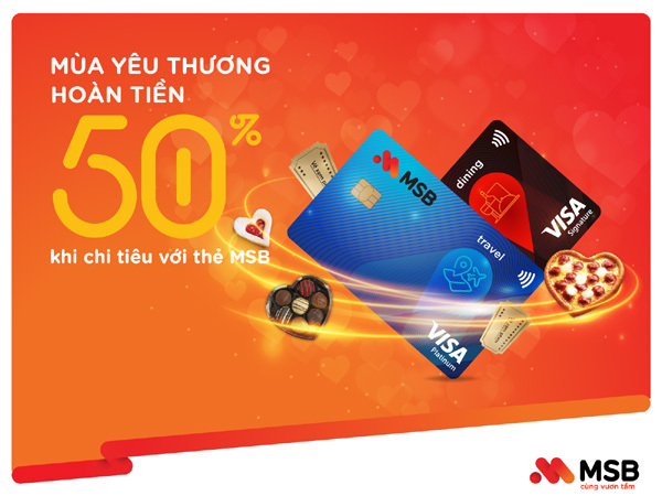 Hoàn tiền xem phim, ăn uống tới 50% cho chủ thẻ quốc tế MSB-1
