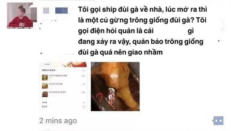 Quán ăn ship nhầm đùi gà thành… củ gừng, khách feedback thì nhận được câu trả lời quá ư là dễ thương đến quên cả bực bội-1