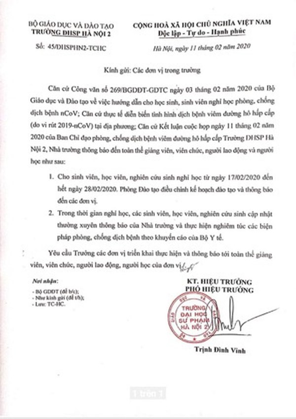 Nhiều trường ĐH tiếp tục cho nghỉ học phòng dịch nCoV, đến cuối tháng 2, đầu tháng 3 mới học lại-2