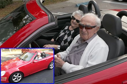 Cụ ông 107 tuổi vẫn khỏe mạnh, lái xe mui trần đưa bạn gái dạo phố