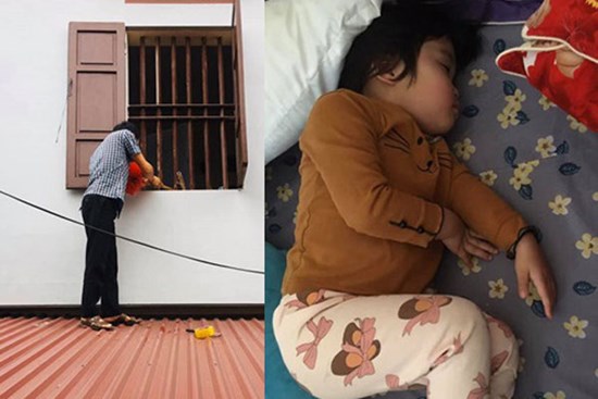 Vào phòng chốt cửa rồi lăn ra ngủ, cô bé hơn 3 tuổi khiến bố phải vác thang, trèo lên mái nhà để vào trong
