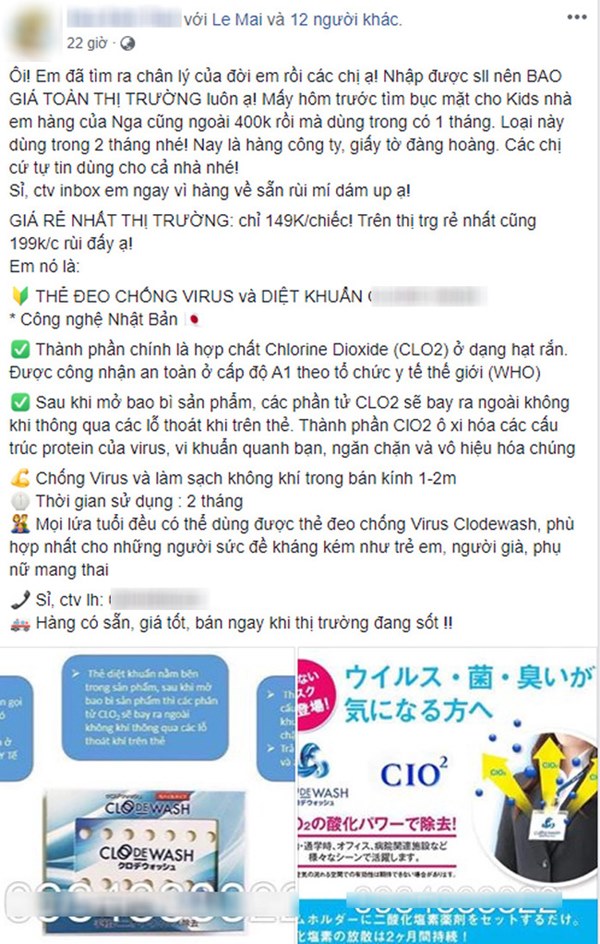 Tràn lan các loại thẻ được quảng cáo công dụng diệt khuẩn, chống virus corona Covid-19 trên mạng: Chuyên gia nói gì?-1