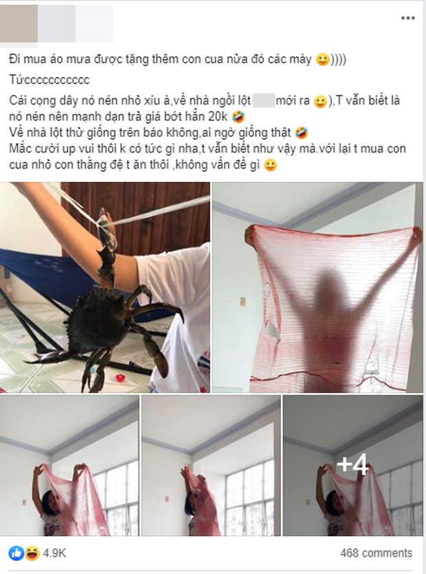 Hí hửng mua cua về tẩm bổ, cô gái cạn lời với đống dây buộc trải ra dài và rộng như... thảm đỏ-1