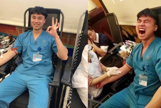 Chụp ảnh check-in hiến máu cười tươi, nam bác sĩ bị đồng nghiệp