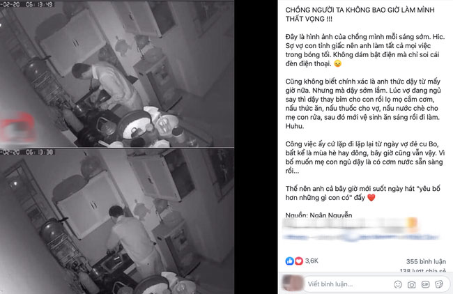 Chồng nhà người ta chưa bao giờ khiến các chị em thất vọng, chăm vợ ở cữ từng li từng tí, lọ mọ làm việc trong bóng tối chỉ vì sợ vợ con tỉnh giấc-1