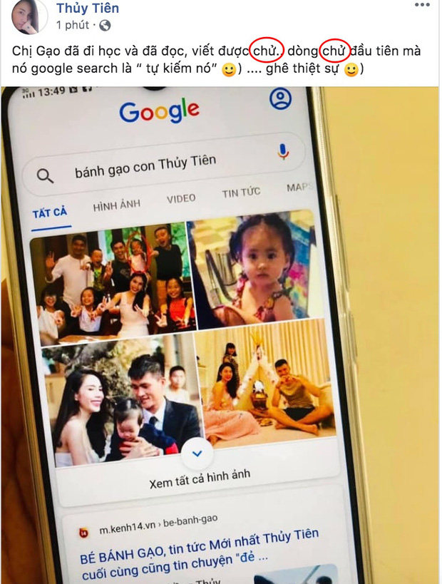 Khoe bé Bánh Gạo mới vào lớp 1 đã biết tự tìm thông tin về mình, Thủy Tiên lại bị chấn chỉnh vì cách viết status-1