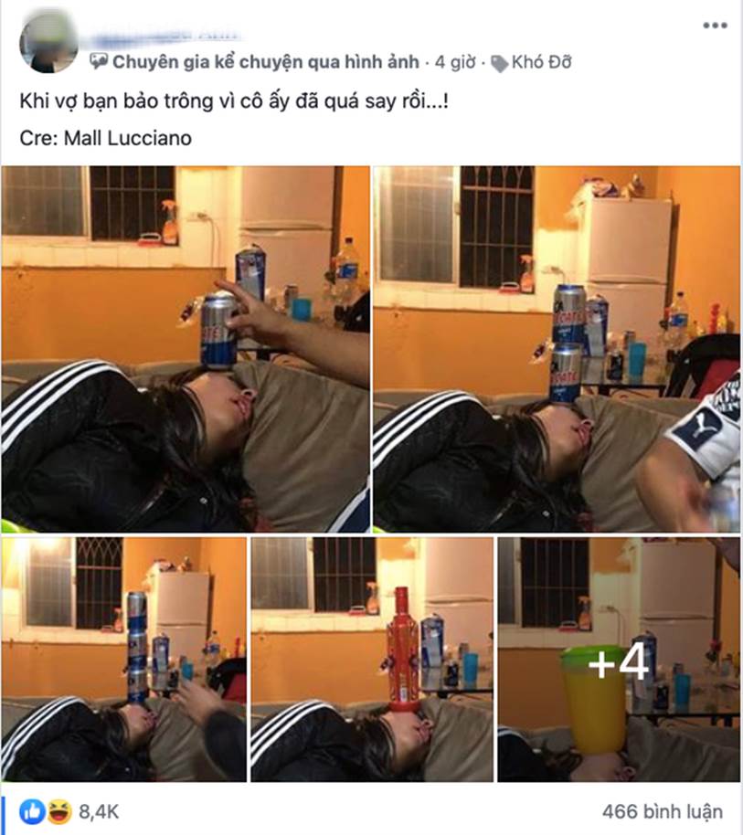 Dân mạng chết cười” với bộ ảnh cô vợ bị chồng hại” khi uống say quên trời quên đất, đến máy xay sinh tố đặt lên đầu cũng không hay biết-1