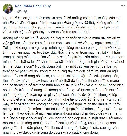 Diễn viên Hạnh Thúy bị trộm đột nhập vào lúc 4 giờ sáng nhưng bất ngờ nhất là cách giải quyết giúp cả nhà thoát nạn của cô-2