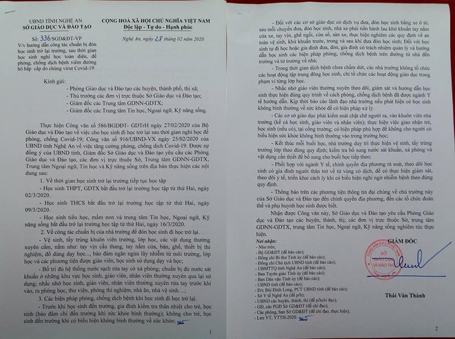 Nghệ An cho học sinh tiểu học và mầm non nghỉ thêm nửa tháng vì dịch Covid-19-1