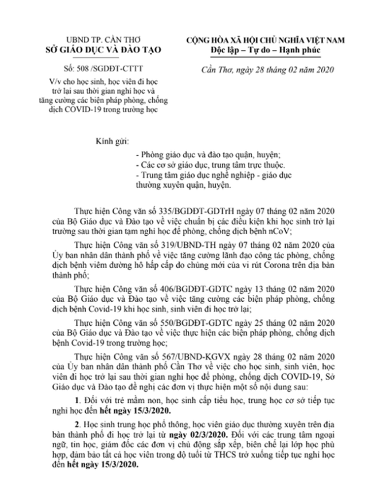 Công văn thông báo cho học sinh nghỉ hết tháng 3 là giả mạo!-2