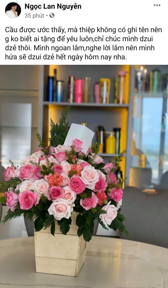 Sau 3 tháng ly hôn, Ngọc Lan khoe hoa người lạ tặng, cư dân mạng lại nghi là Thanh Bình-1