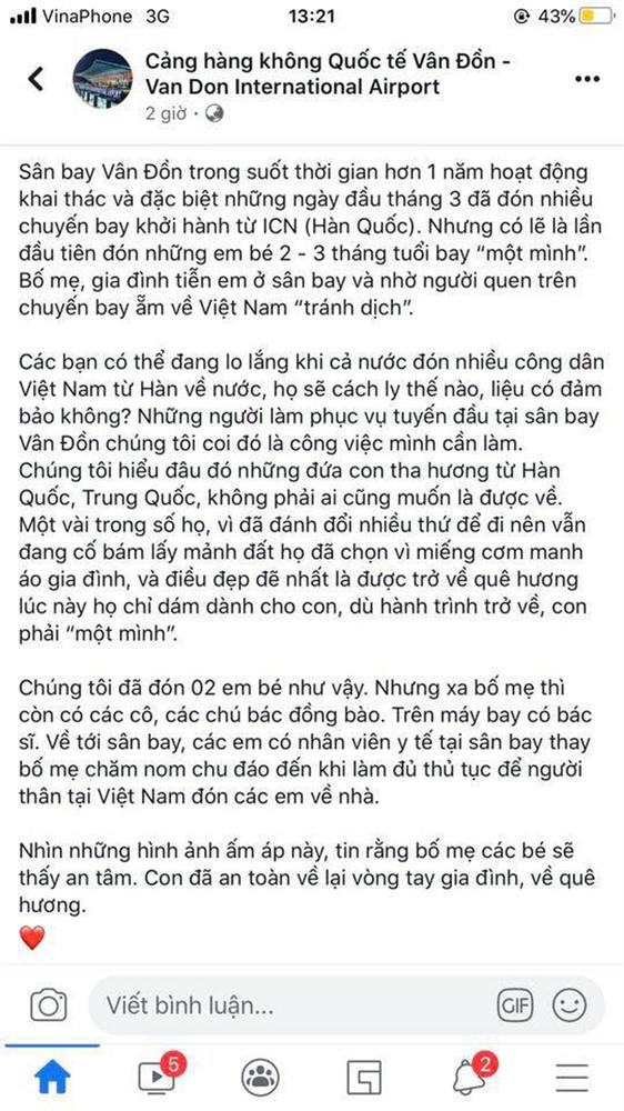 Hành trình cách ly đặc biệt của cháu bé 2 tháng tuổi một mình từ Hàn Quốc về Việt Nam tránh dịch Covid-19: Con đã an toàn về lại vòng tay gia đình-1