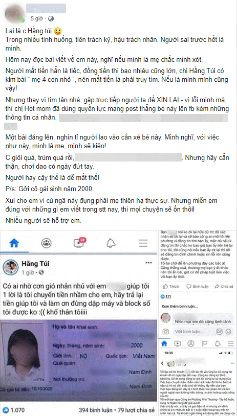 Hot mom Hằng Túi lại vướng lùm xùm ầm ĩ: Chuyển khoản nhầm 15 triệu cho một nữ sinh, nhưng đăng cả thông tin cá nhân lên FB để đòi-3