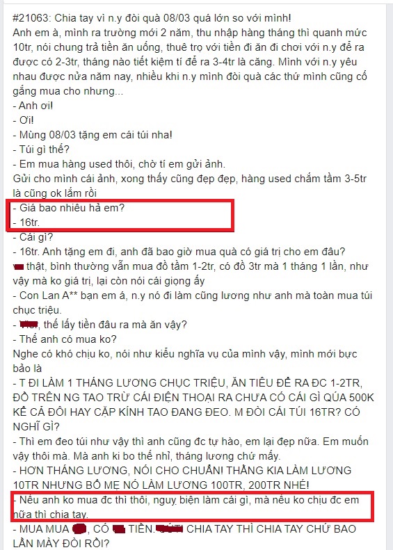 Lương tháng 10 triệu, người yêu đòi mua quà 8/3 tận 16 triệu, anh chàng bị bạn gái sỉ vả: Chia tay, có tháng lương cũng ki bo-2