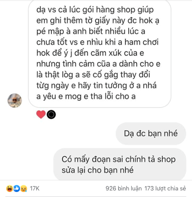 Đi mua đồ tặng bạn gái, chàng trai không ngờ gặp shop có tâm đến mức đòi chỉnh lỗi chính tả cho anh” kẻo người yêu lại giận-1