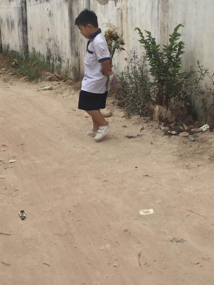 Cậu bé cấp 1 bẽn lẽn cầm bó hoa đứng bên bờ tường, biết câu chuyện ai nấy ôm bụng cười vì đáng yêu quá sức tưởng tượng-4