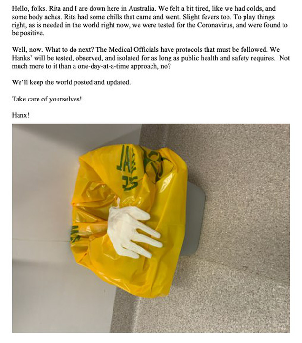 Vợ chồng tài tử Tom Hanks và Rita Wilson xác nhận dương tính với COVID-19-2