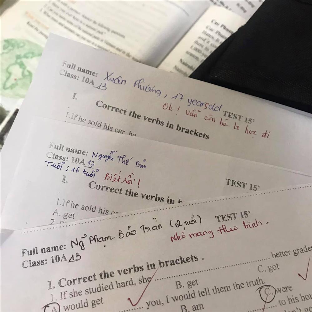 Cô giáo nhắc ghi đủ tên tuổi vào bài kiểm tra, học sinh lầy lội làm theo nhưng cười không trượt phát nào khi đọc lời phê-1