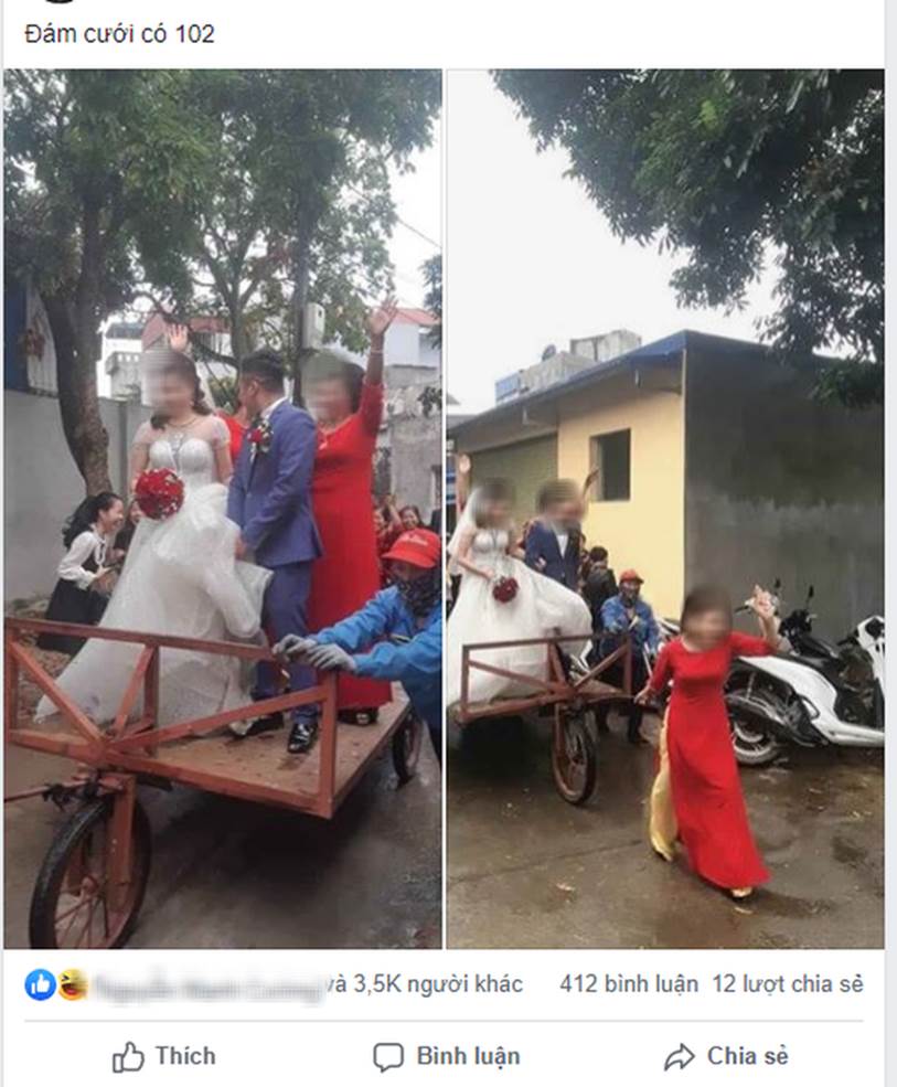 Màn rước dâu có 1-0-2: Cô dâu chú rể đứng trên xe bò, được kéo đi bởi người phụ nữ ăn vận sang trọng khiến MXH xôn xao thắc mắc-1