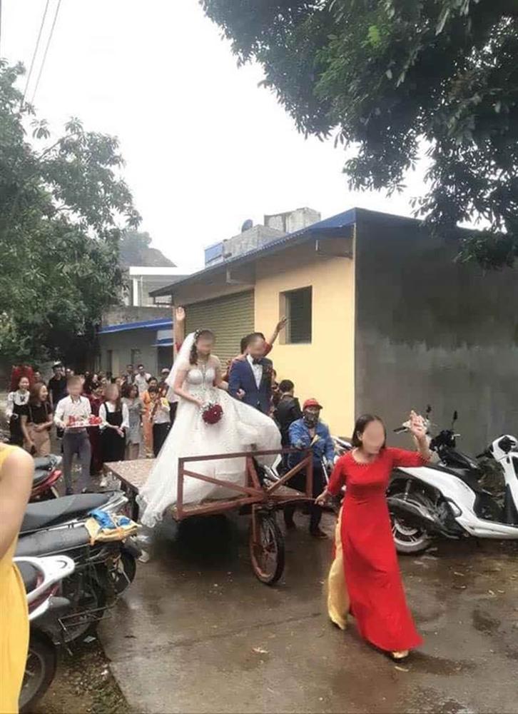 Màn rước dâu có 1-0-2: Cô dâu chú rể đứng trên xe bò, được kéo đi bởi người phụ nữ ăn vận sang trọng khiến MXH xôn xao thắc mắc-2