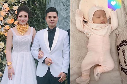 Hé lộ hình ảnh hiếm hoi về con gái mới sinh của cô dâu đeo 200 cây vàng ở Nam Định