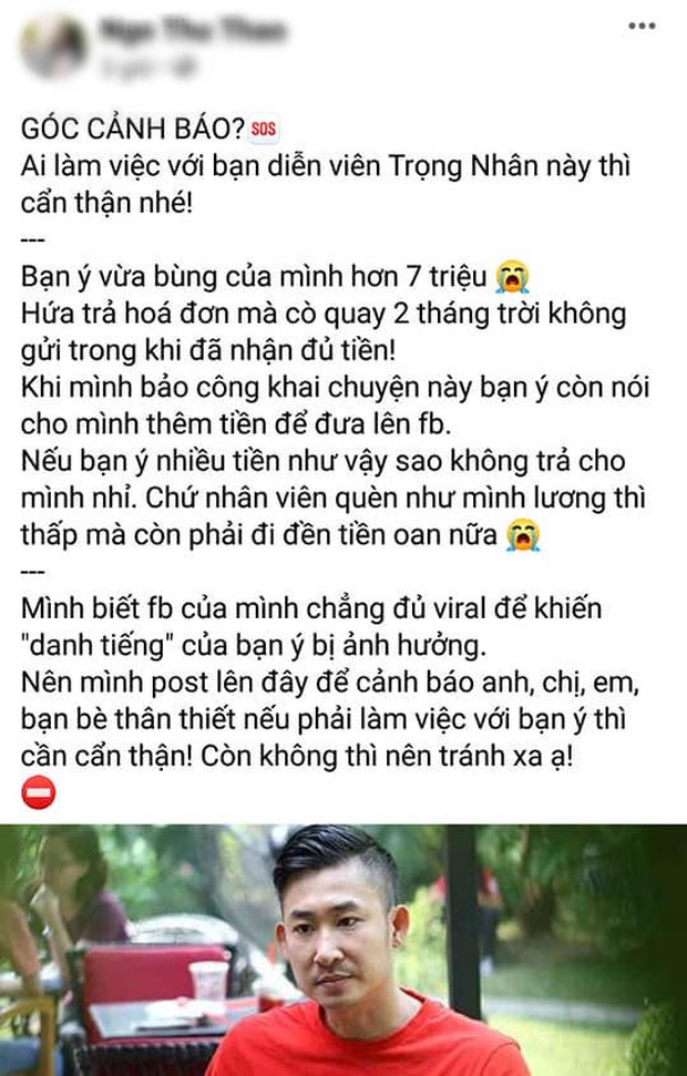 Trọng Nhân bị tố quỵt 7 triệu tiền vé máy bay và lời đáp trả Muốn ăn tiền còn giở trò mèo khóc chuột-2