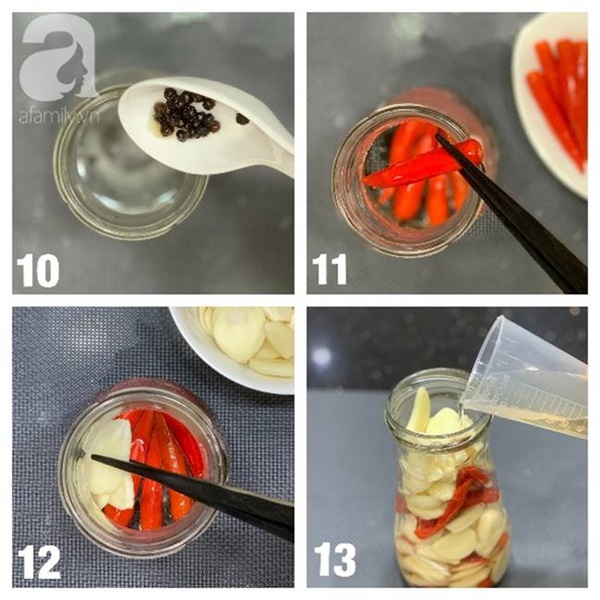 Mách chị em cách làm tỏi ớt ngâm giấm siêu tốc, giòn ngon không lên váng-6