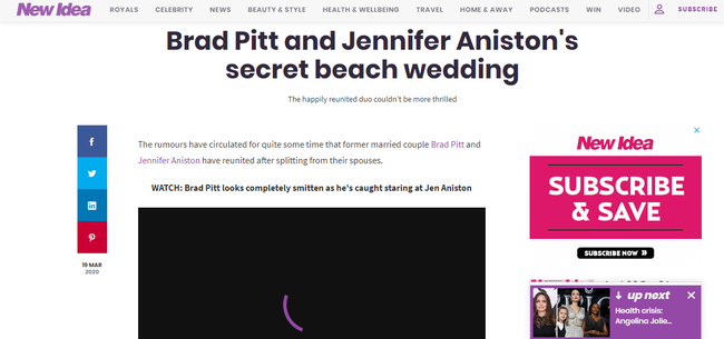 Brad Pitt và Jennifer Aniston tổ chức đám cưới bí mật vô cùng lãng mạn trên biển?-1